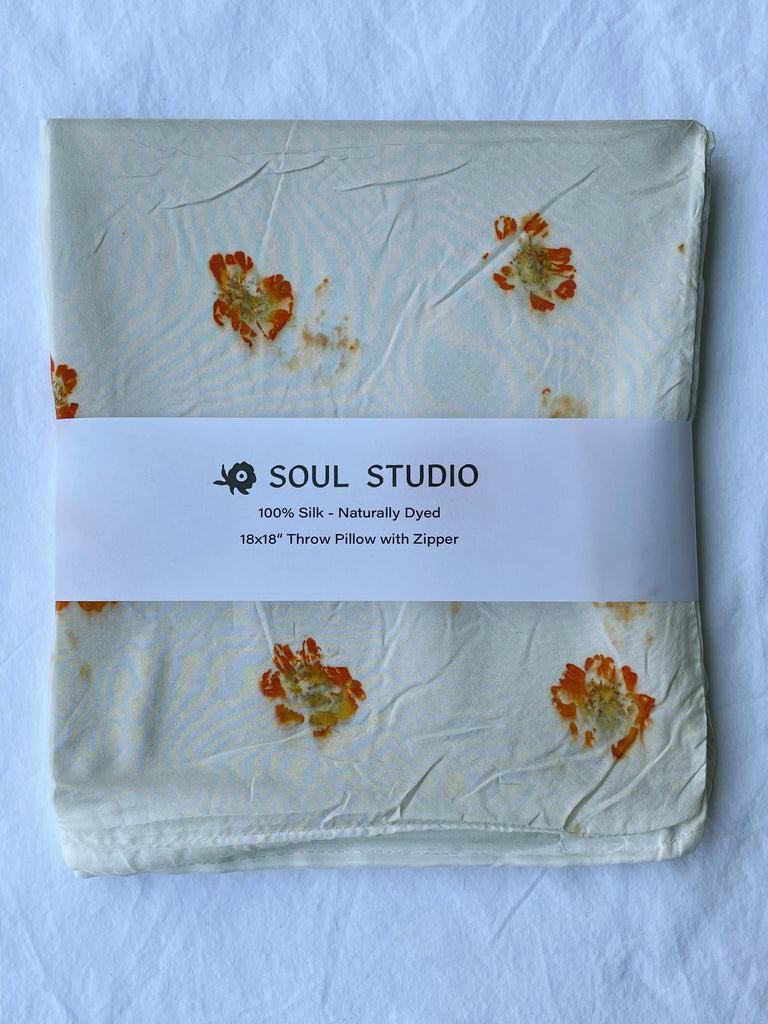 Silk Throw Pillow: Flower Print
